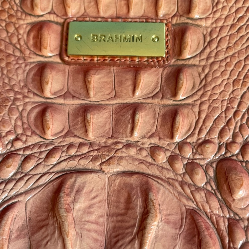 👛 Brahmin Lorelei Orange Melbourne Crocodile Embossed Leather Shoulder Bag. 👛 - Picture 12 of 16